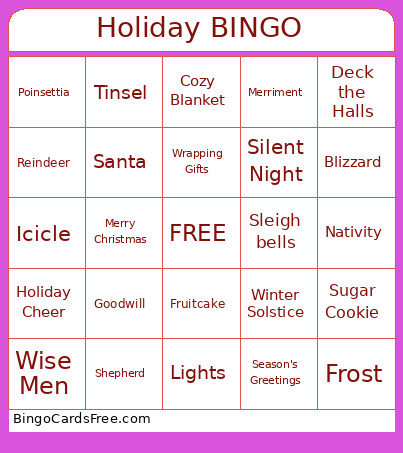 Holiday Bingo Card