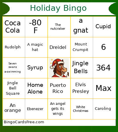 Holiday Bingo Card 2