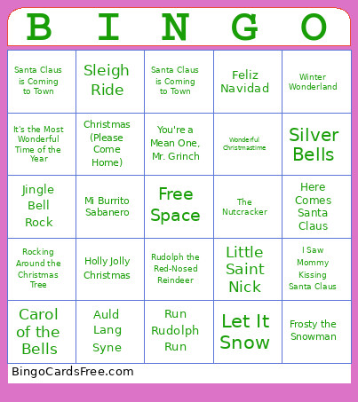 Holiday Bingo Card