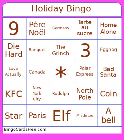 Holiday Bingo Card