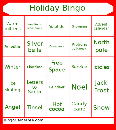 Holiday Bingo Card