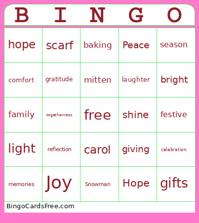 Holiday Bingo Card