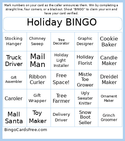 Holiday Final Bingo Card