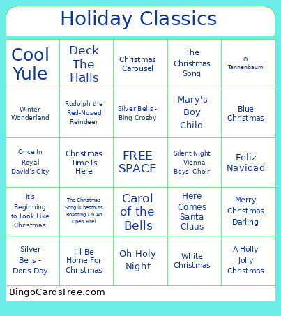 Holiday Classics Bingo Card