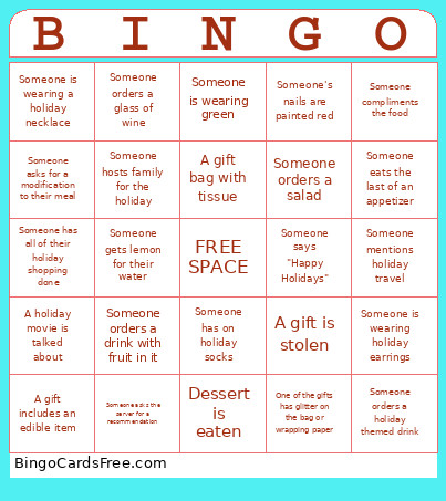 Holiday Luncheon 2025 Bingo Card