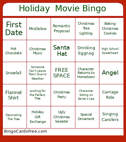 Holiday Movie Bingo Card