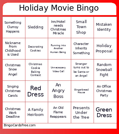 Holiday Movie Bingo Card