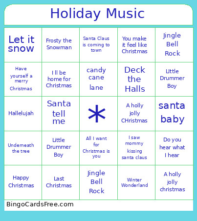 Holiday Music Bingo Card