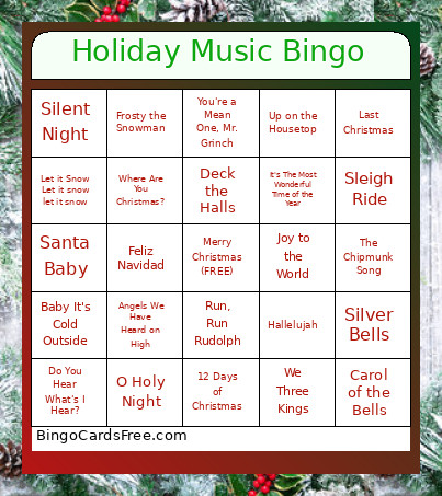 Holiday Music Bingo Card 2