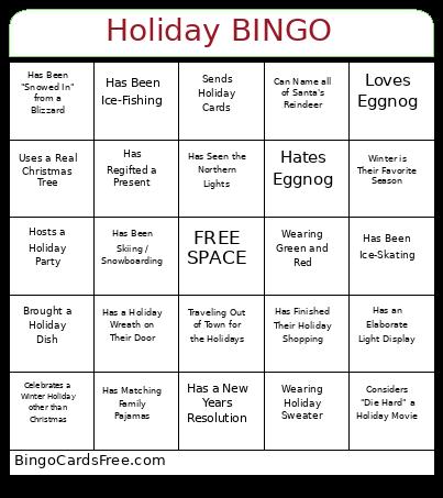 Holiday Party Bingo Card