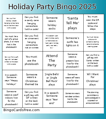 Holiday Party 2025 Bingo Card