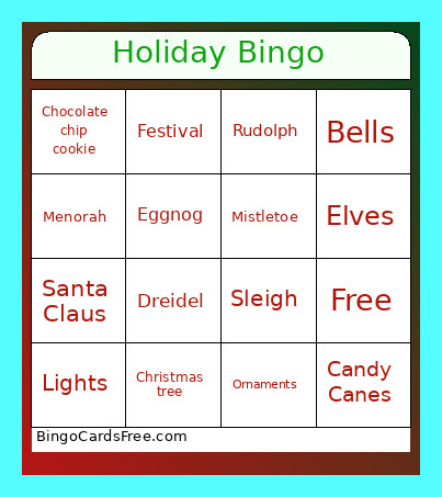 Holiday Season Bingo Card