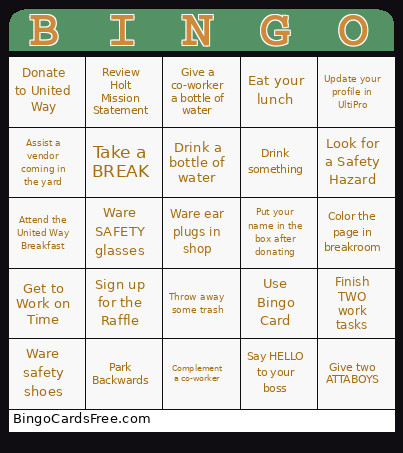 HoltCat Bingo Card
