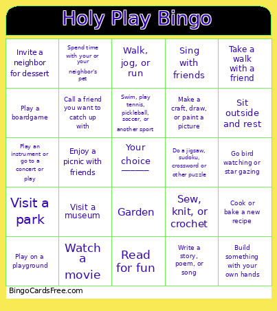 Holy Play Bingo Card