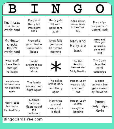 Home Alone 2 Bingo Card