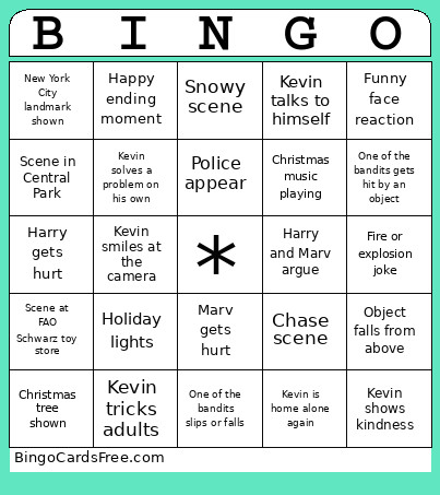 Home Alone 2 Bingo Card