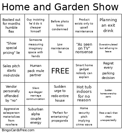 Home And Garden Show Bingo Card