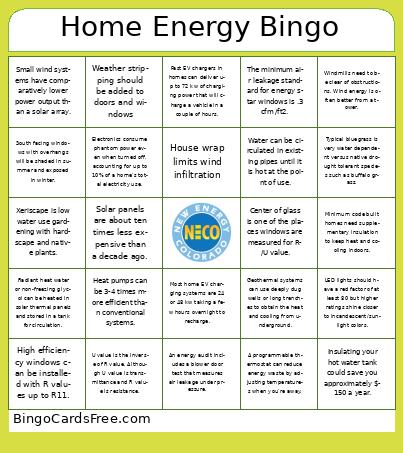 Home Energy Bingo