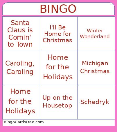 Home for the Holidays Bingo
