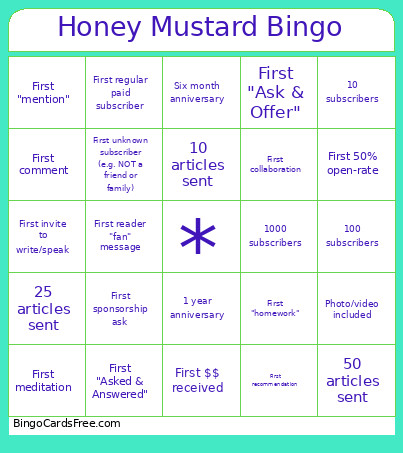 Honey Mustard Bingo Card