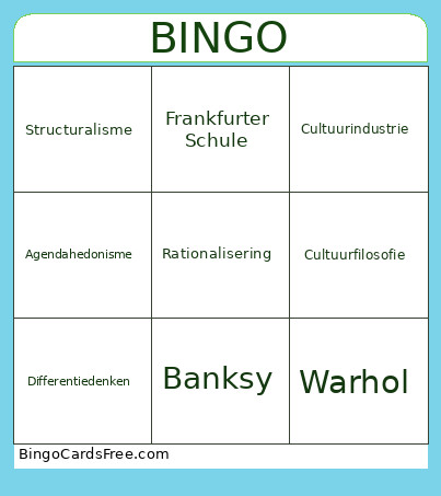 Hoofdstuk 6 Cultuurkritiek Bingo Card