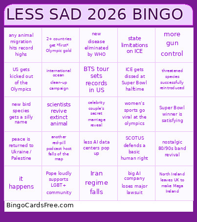Hopeful USA 2026 Bingo Card