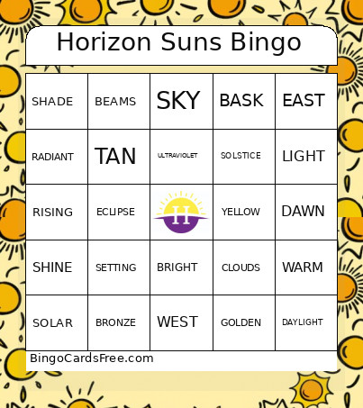 Horizon Suns Bingo Card