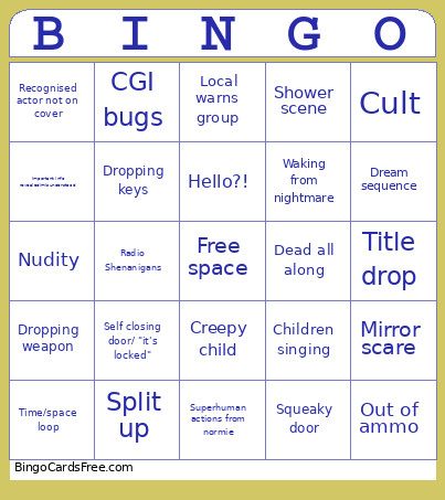 Horror Movies Bingo Card