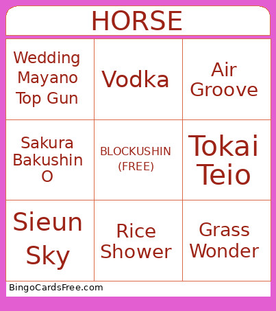 HORSE GIRLS Bingo Card