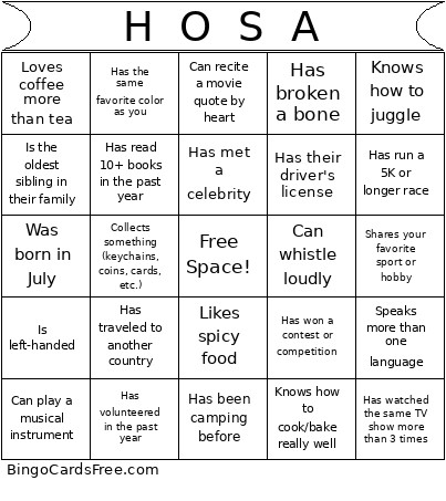 HOSA Bingo Card