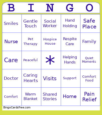 Hospice Bingo Card