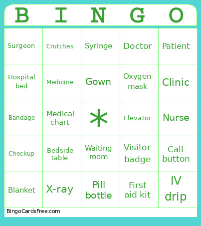 Hospital Bingo Card 3