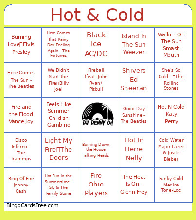 Hot & Cold Bingo Card