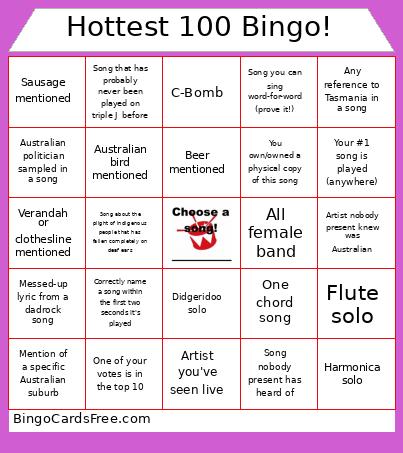 Hottest 100 Bingo!