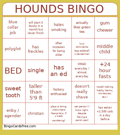 HOUNDS Bingo Card