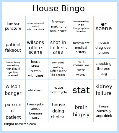 House Bingo Card