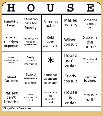 House Bingo Card