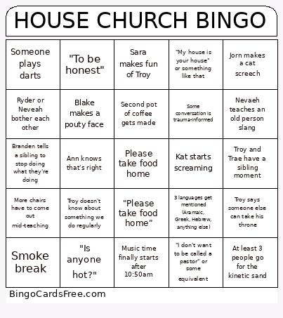 House Church Bingo