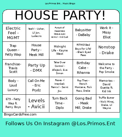 HOUSE PARTY! Bingo Card