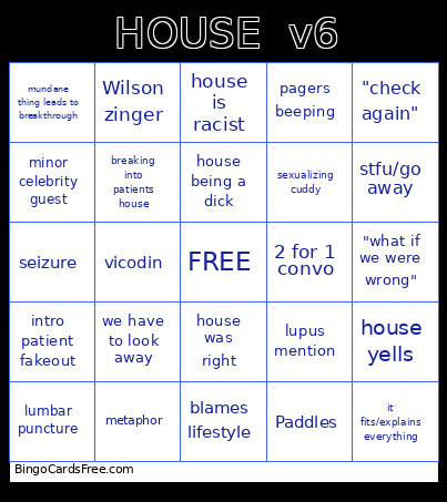 HOUSE V6 Bingo Card