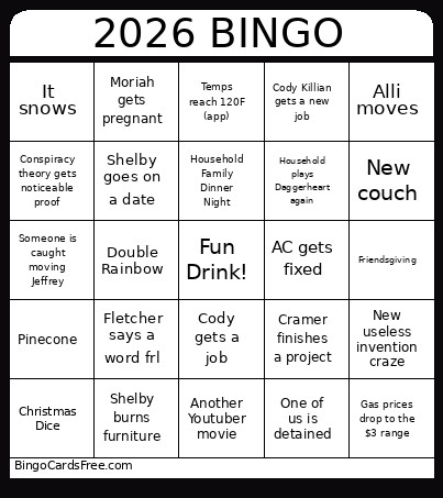 Household 2026 Bingo Card