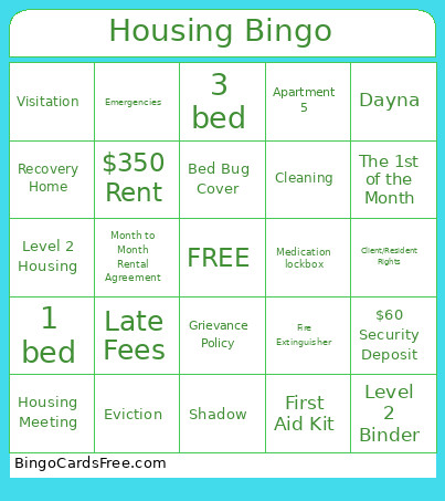 Housing Bingo Card