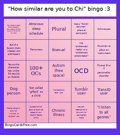 How Similar Are You To Chi :3 Bingo Card