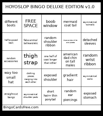 HOYOSLOP DELUXE EDITION V1.0 Bingo Card