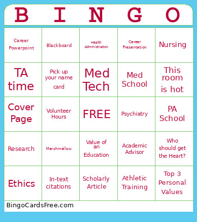 HPS 101 Bingo Card