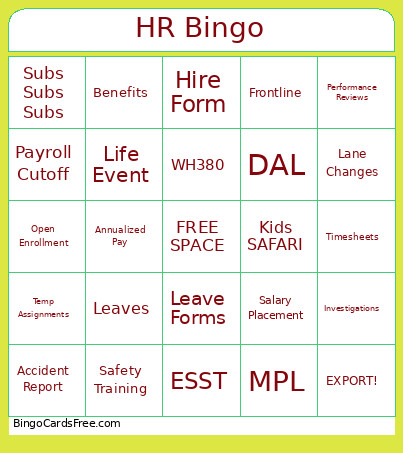 HR Bingo Card