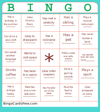 HR Team Bingo Card