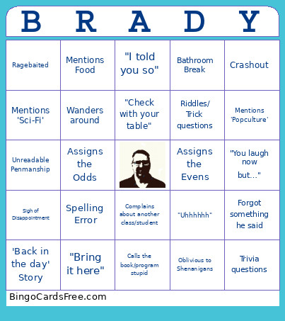 Huebner Bingo Card