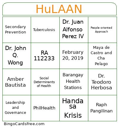 HuLAAN Bingo Card