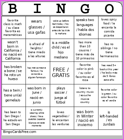 Human Bingo Card